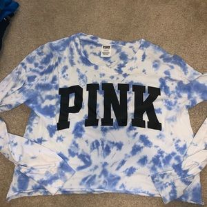 PINK long sleeve tie dye cropped